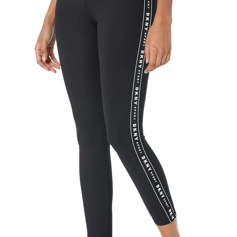 DKNY Black Leggings with Modern Side Stripe